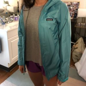 Patagonia turquoise rain jacket
